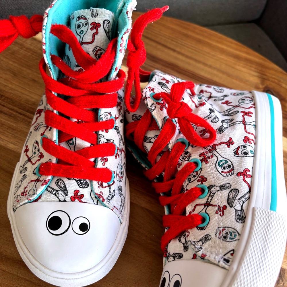 Disney Pixar Toy Story 4 Forky High Top Sneakers White Red Kids 13